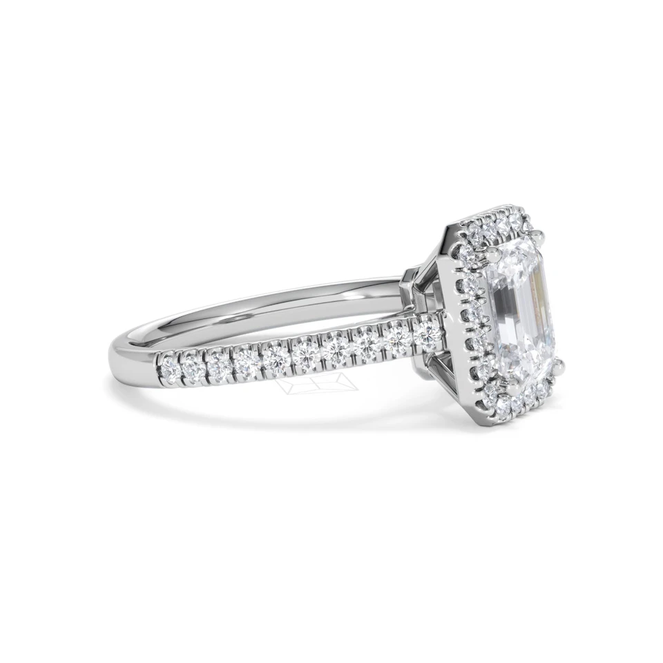 Annabelle Lab Diamond Halo Engagement Ring 18K White Gold 2.15ct F/VS1