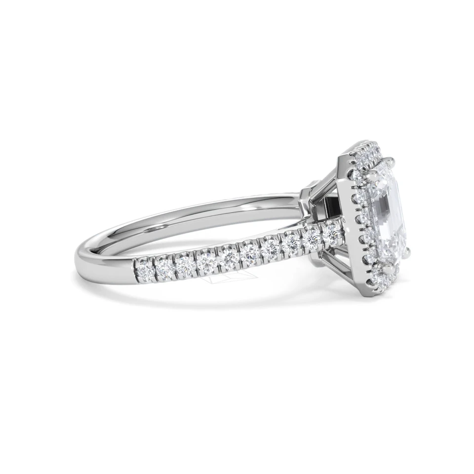 Annabelle Lab Diamond Halo Engagement Ring 18K White Gold 2.15ct F/VS1