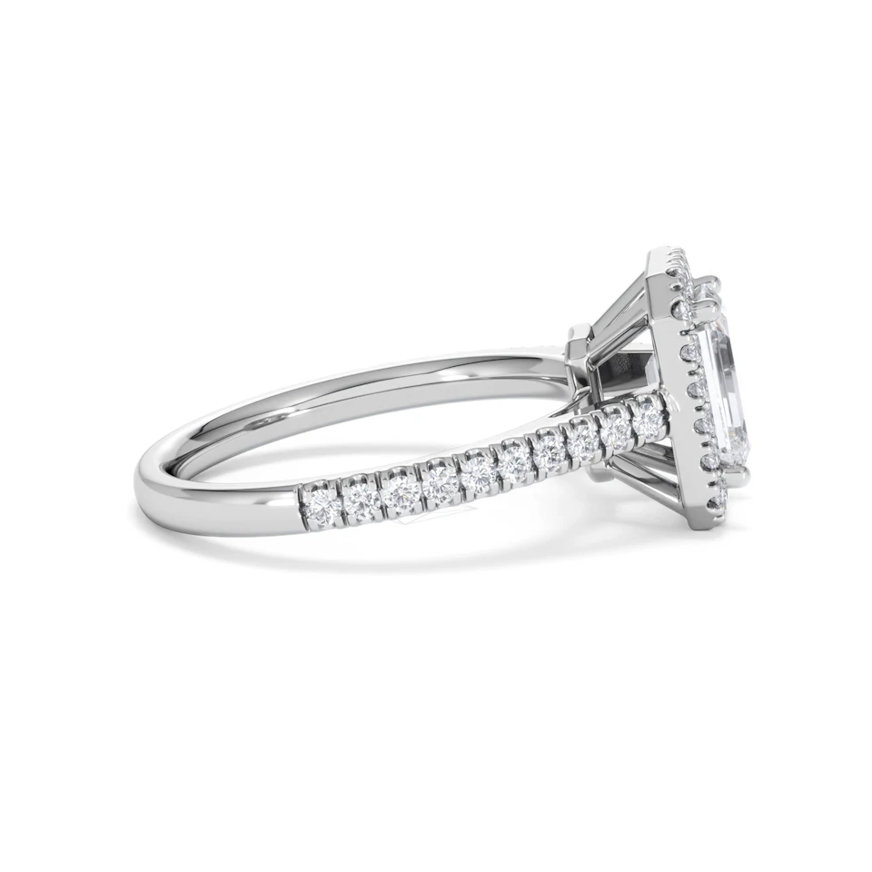 Annabelle Lab Diamond Halo Engagement Ring 18K White Gold 2.15ct F/VS1