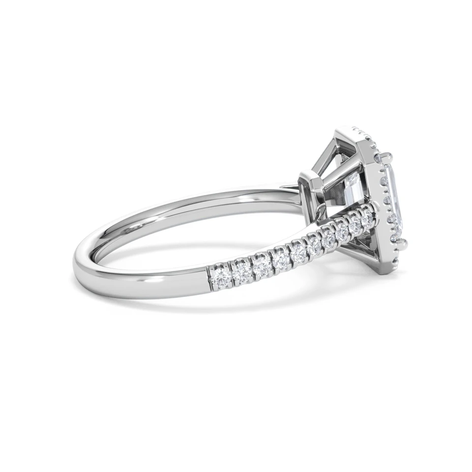 Annabelle Lab Diamond Halo Engagement Ring 18K White Gold 2.15ct F/VS1