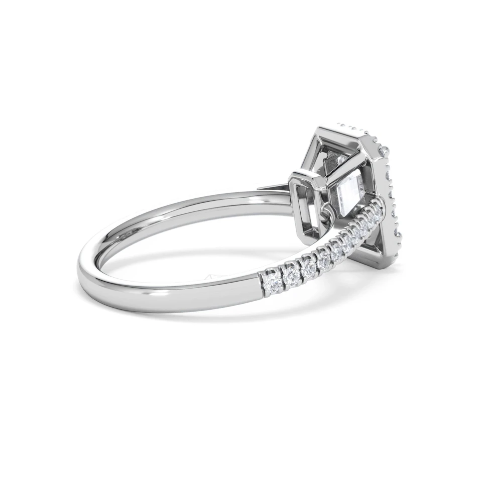 Annabelle Lab Diamond Halo Engagement Ring 18K White Gold 2.15ct F/VS1