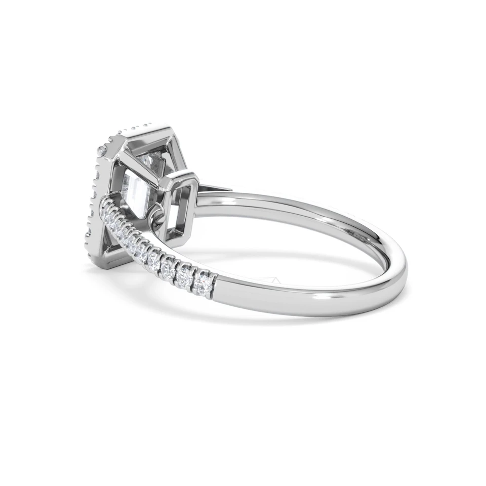 Annabelle Lab Diamond Halo Engagement Ring 18K White Gold 2.15ct F/VS1