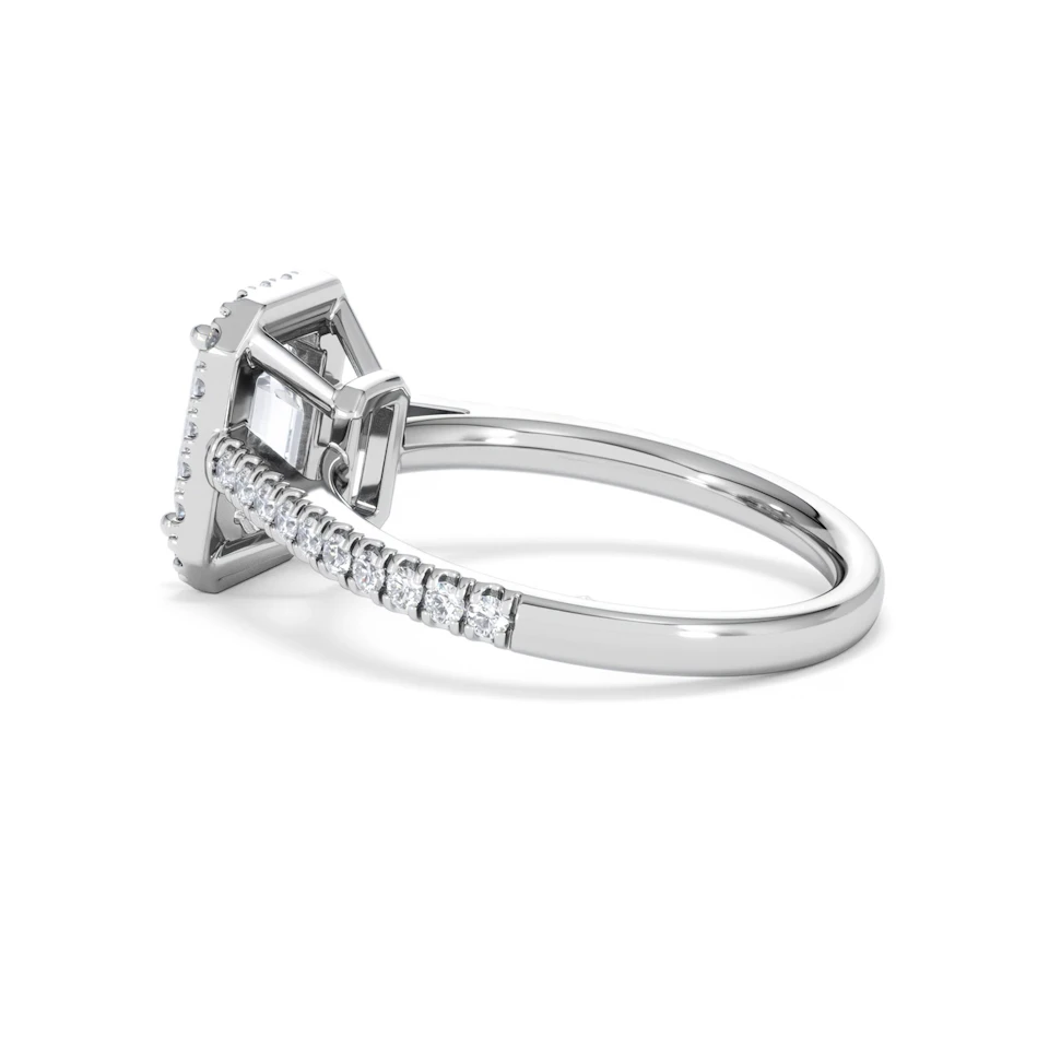 Annabelle Lab Diamond Halo Engagement Ring 18K White Gold 2.15ct F/VS1