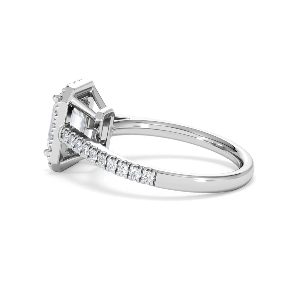 Annabelle Lab Diamond Halo Engagement Ring 18K White Gold 2.15ct F/VS1
