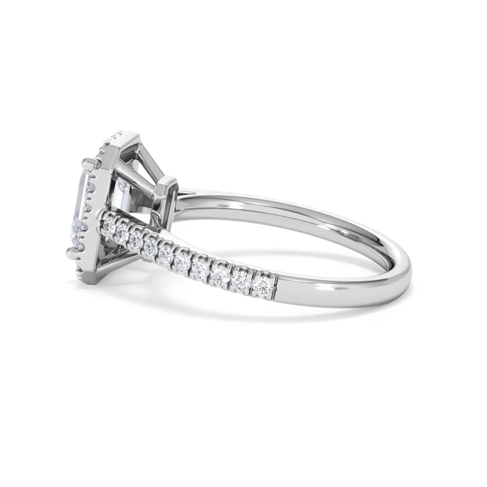 Annabelle Lab Diamond Halo Engagement Ring 18K White Gold 2.15ct F/VS1