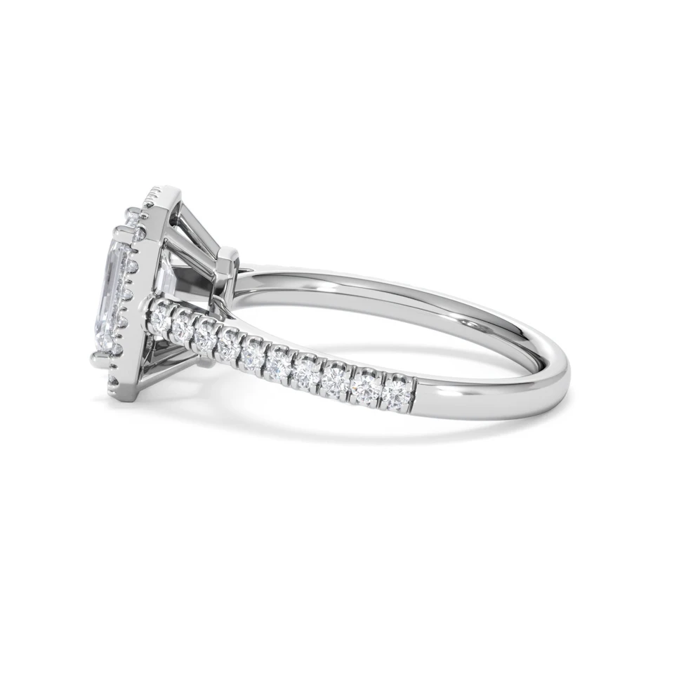 Annabelle Lab Diamond Halo Engagement Ring 18K White Gold 2.15ct F/VS1