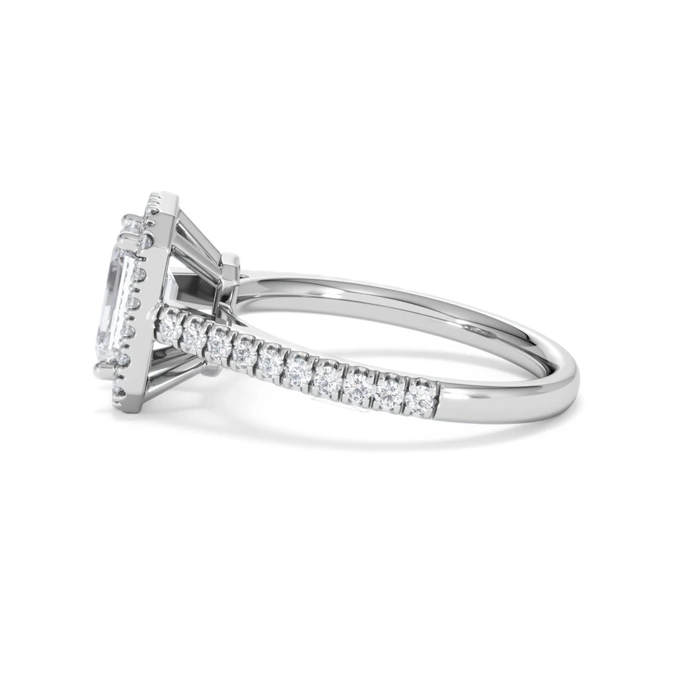 Annabelle Lab Diamond Halo Engagement Ring 18K White Gold 2.15ct F/VS1