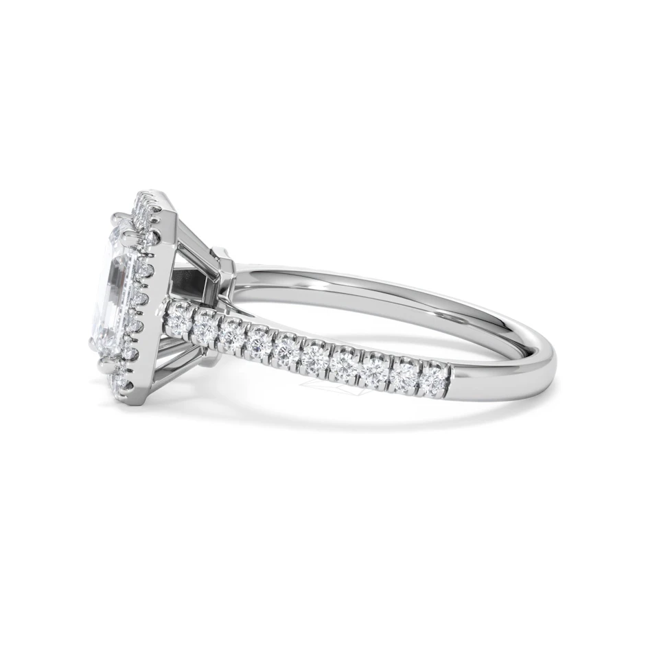 Annabelle Lab Diamond Halo Engagement Ring 18K White Gold 2.15ct F/VS1