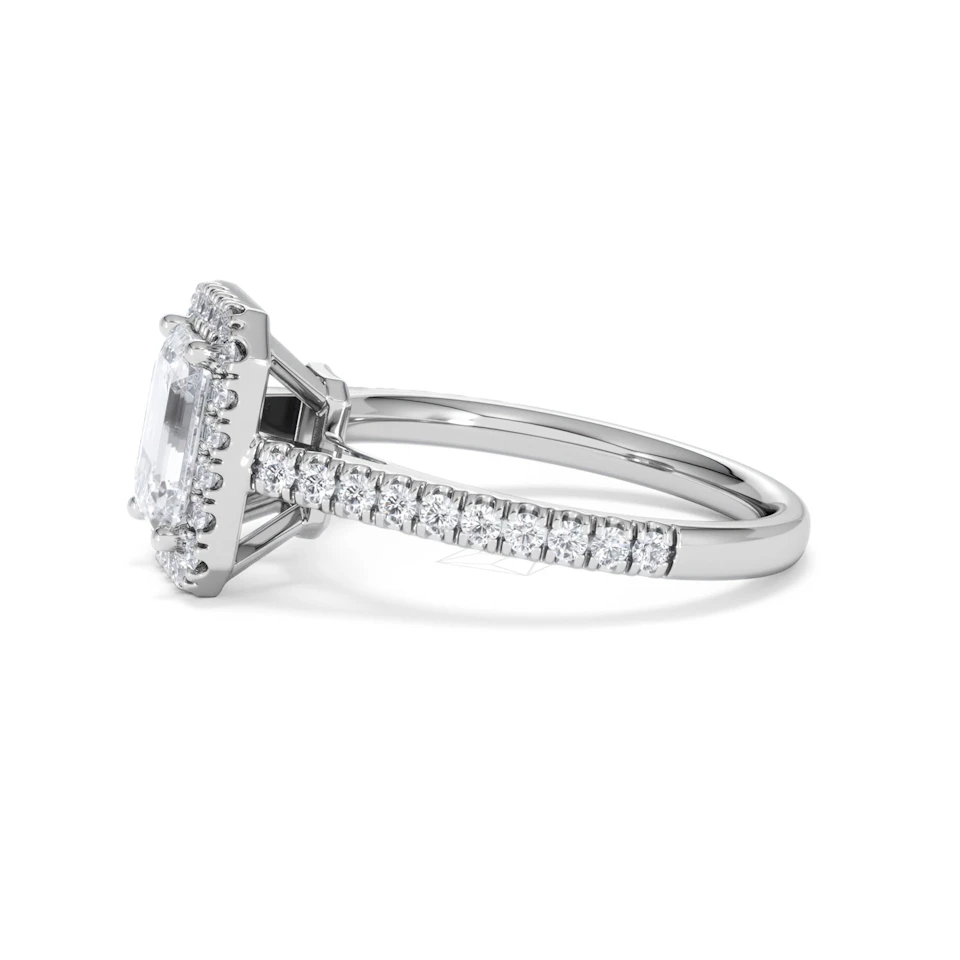 Annabelle Lab Diamond Halo Engagement Ring 18K White Gold 2.15ct F/VS1