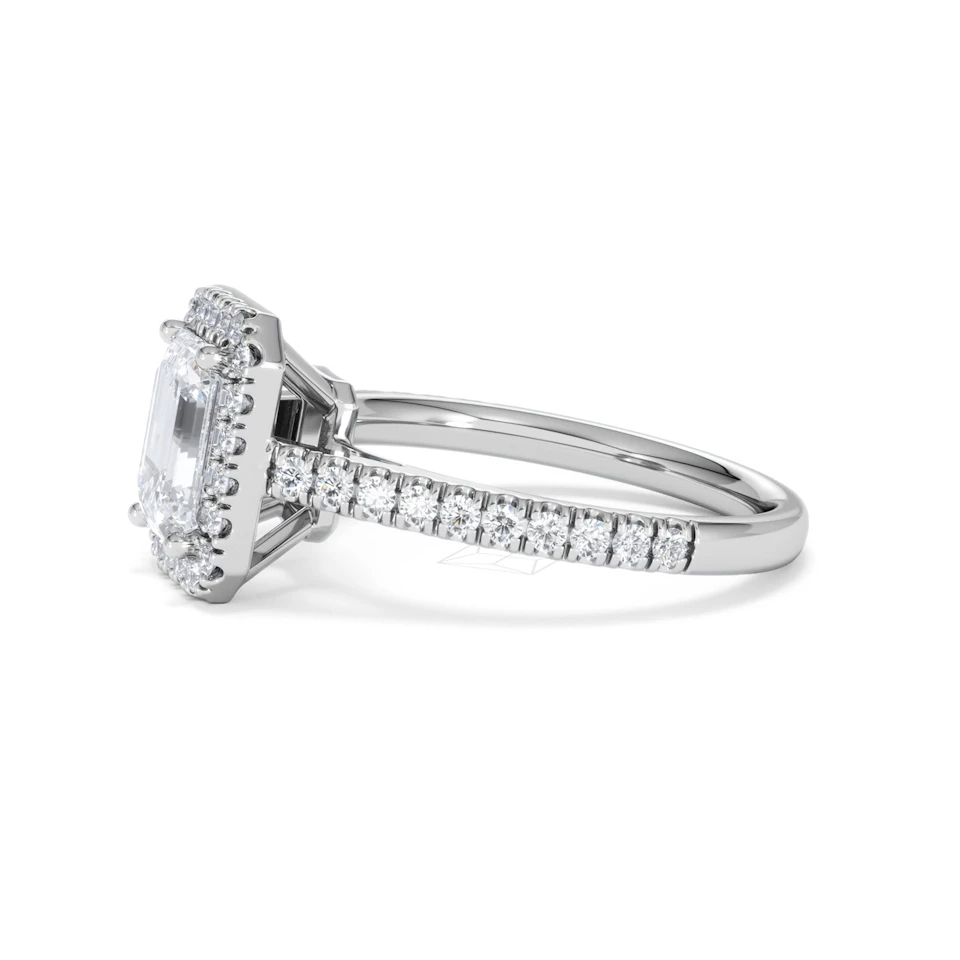 Annabelle Lab Diamond Halo Engagement Ring 18K White Gold 2.15ct F/VS1