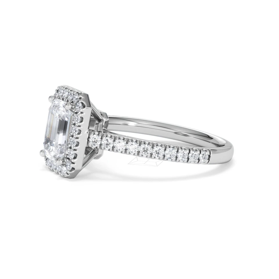 Annabelle Lab Diamond Halo Engagement Ring 18K White Gold 2.15ct F/VS1