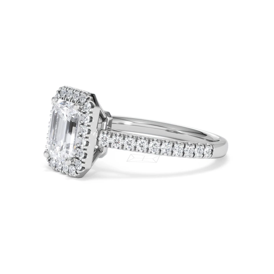 Annabelle Lab Diamond Halo Engagement Ring 18K White Gold 2.15ct F/VS1