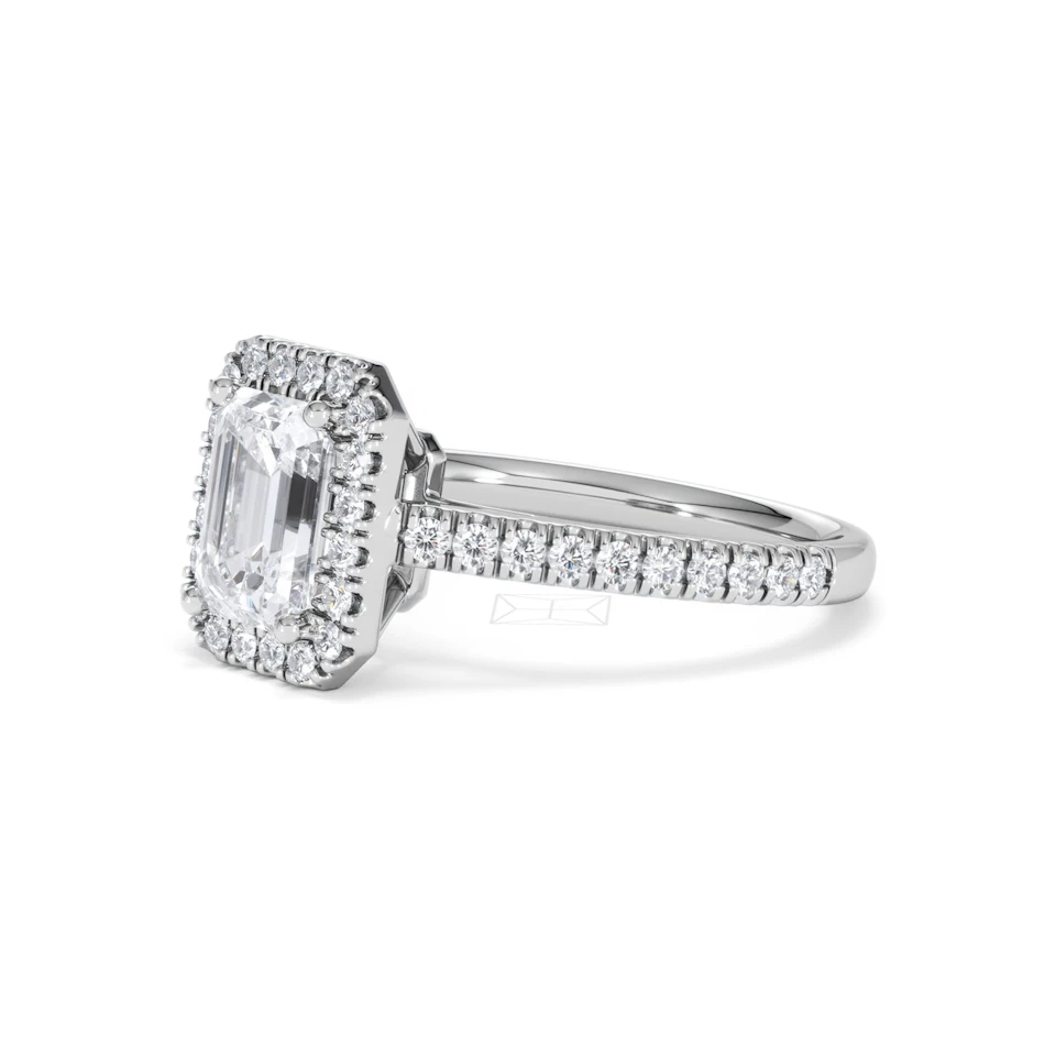 Annabelle Lab Diamond Halo Engagement Ring 18K White Gold 2.15ct F/VS1