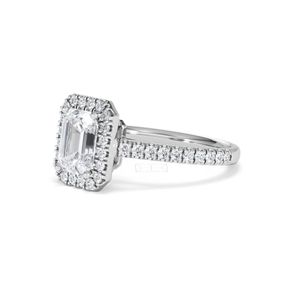 Annabelle Lab Diamond Halo Engagement Ring 18K White Gold 2.15ct F/VS1