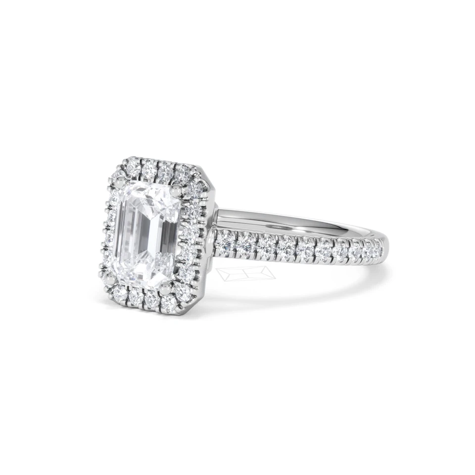 Annabelle Lab Diamond Halo Engagement Ring 18K White Gold 2.15ct F/VS1