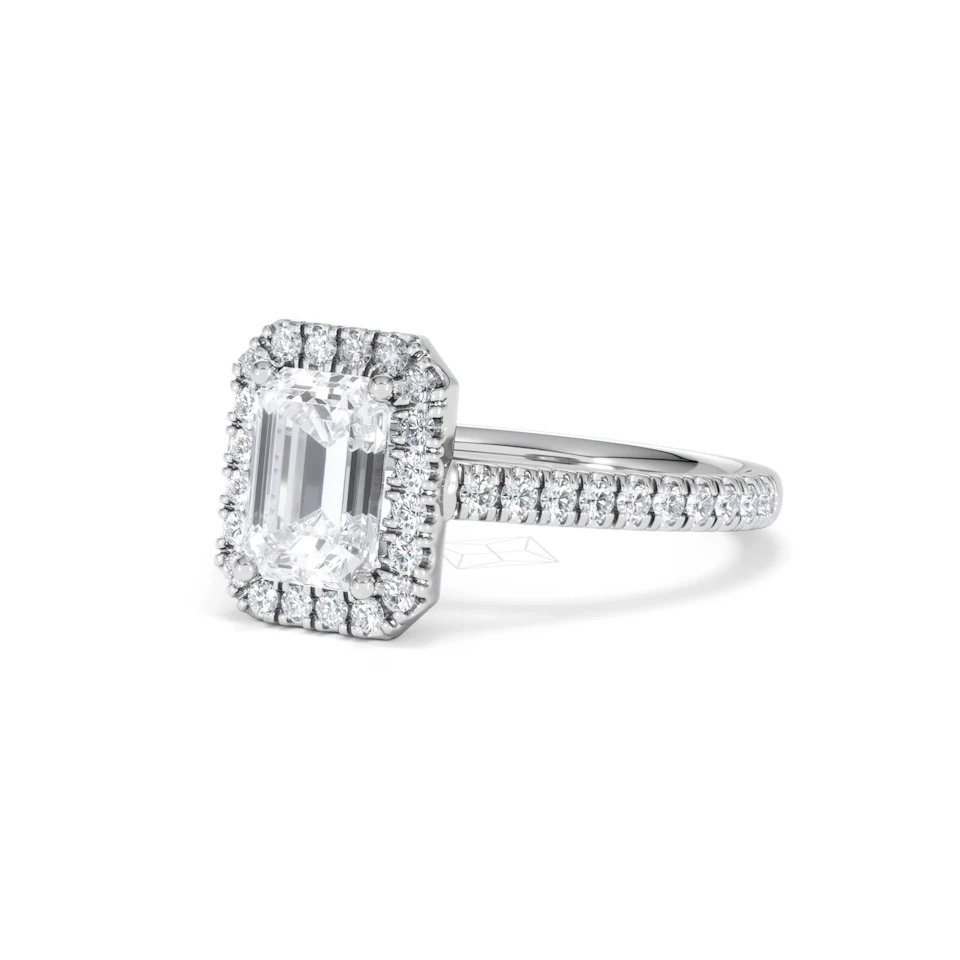 Annabelle Lab Diamond Halo Engagement Ring 18K White Gold 2.15ct F/VS1