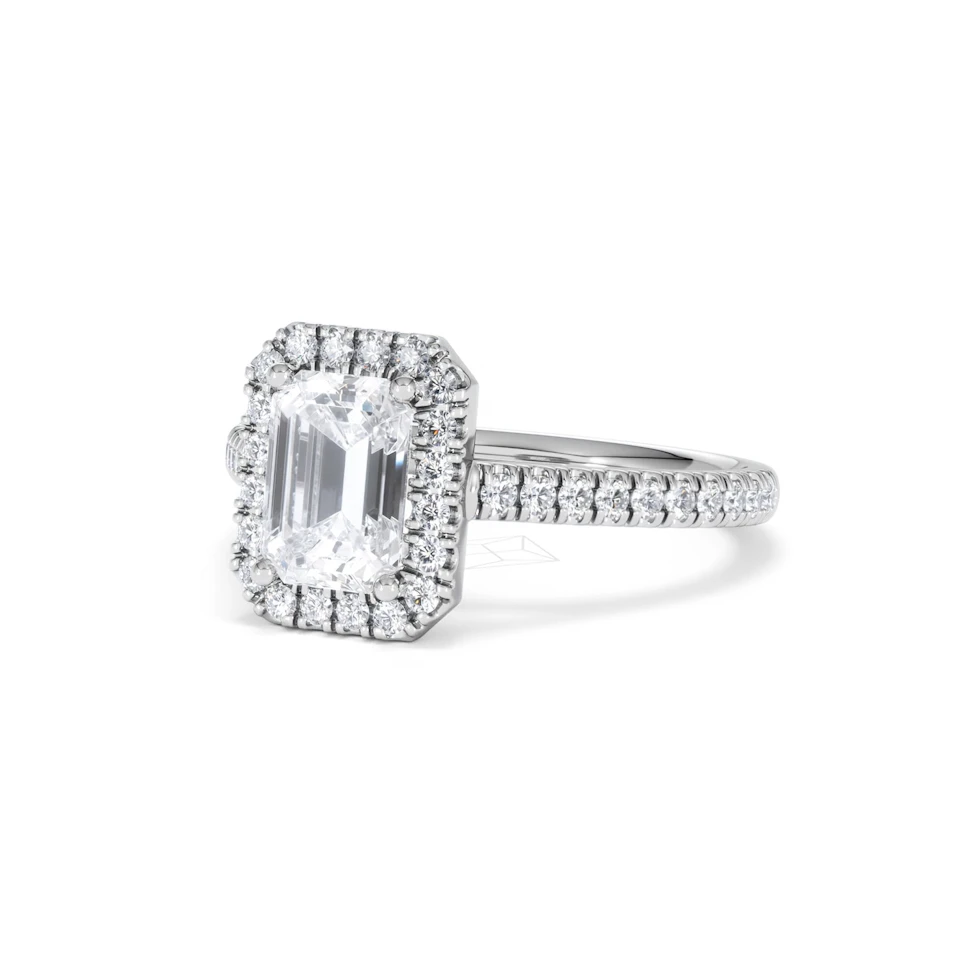 Annabelle Lab Diamond Halo Engagement Ring 18K White Gold 2.15ct F/VS1