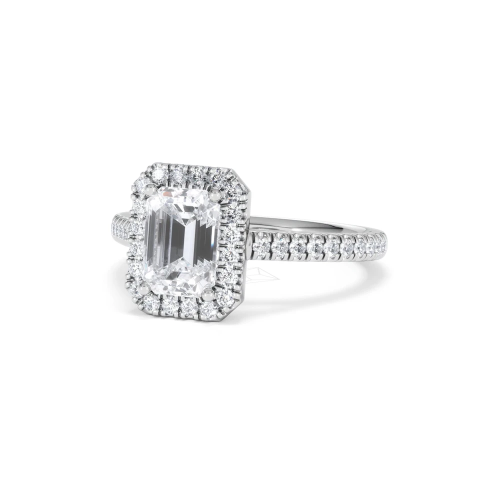 Annabelle Lab Diamond Halo Engagement Ring 18K White Gold 2.15ct F/VS1