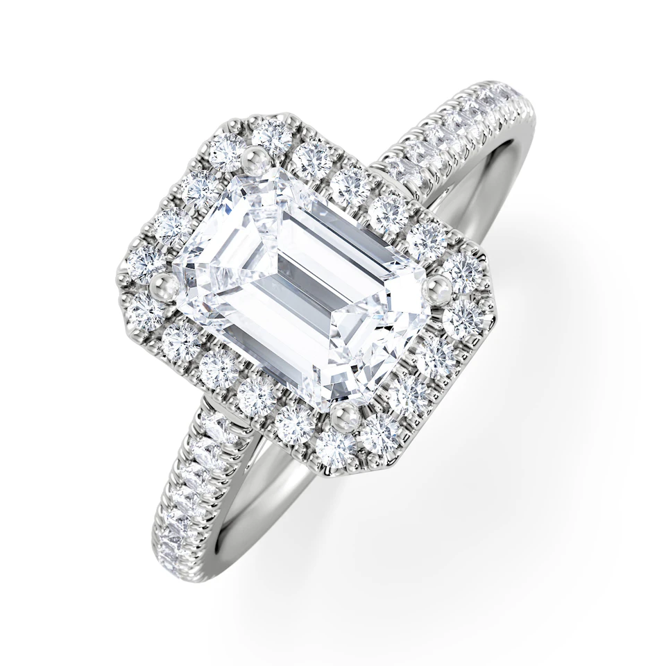 Annabelle Lab Diamond Halo Engagement Ring 18K White Gold 2.15ct F/VS1