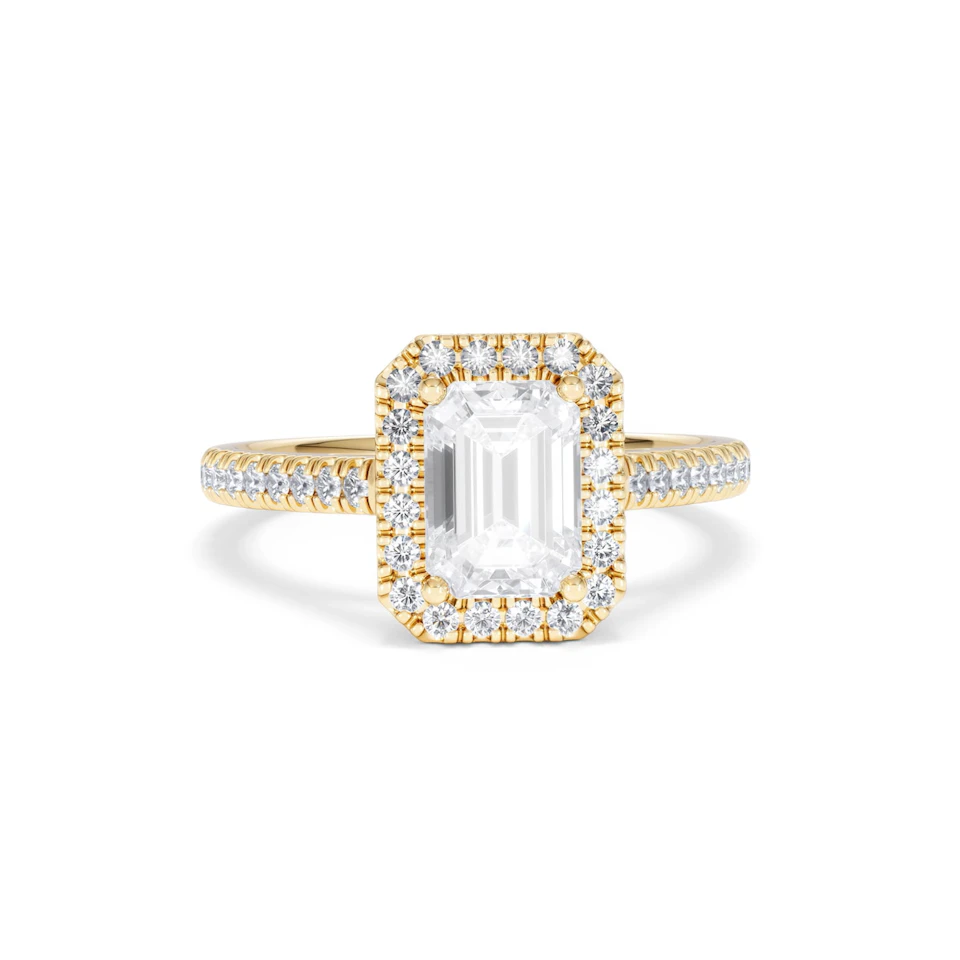 Annabelle Lab Diamond Halo Engagement Ring in 18K Gold 2.15ct F/VS1
