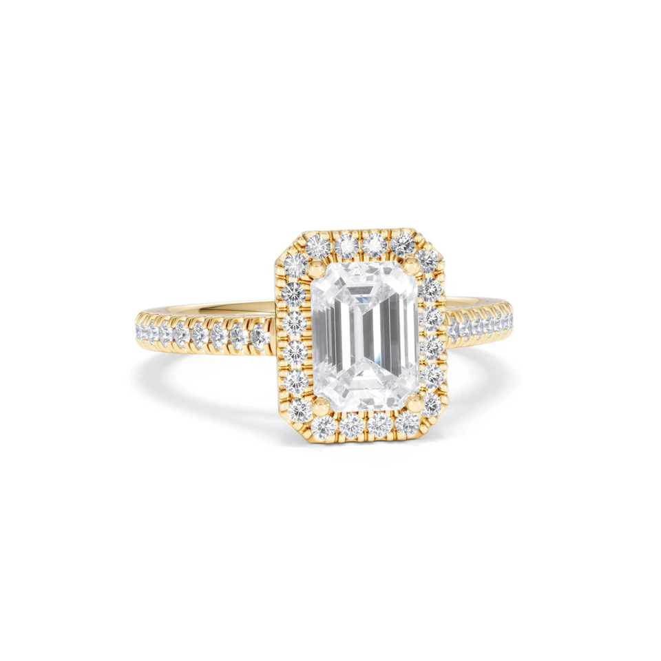Annabelle Lab Diamond Halo Engagement Ring in 18K Gold 2.15ct F/VS1