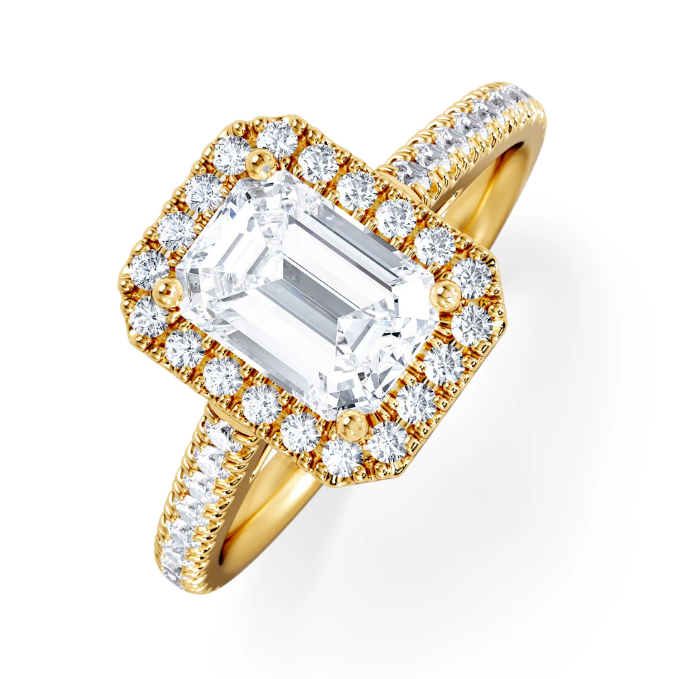 Annabelle Lab Diamond Halo Engagement Ring in 18K Gold 2.15ct F/VS1
