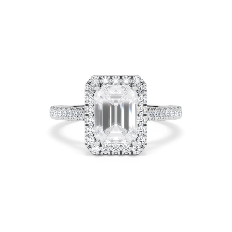 Annabelle Lab Diamond Halo Engagement Ring 18K White Gold 2.75ct F/VS1