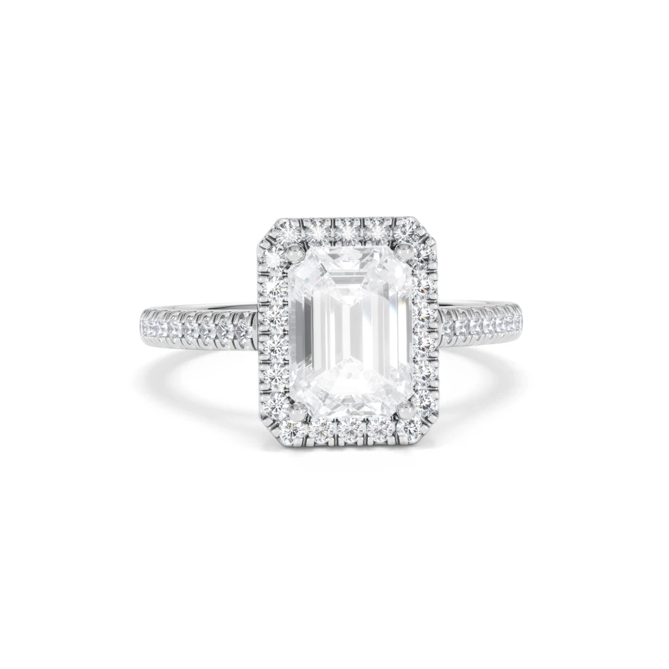 Annabelle Lab Diamond Halo Engagement Ring 18K White Gold 2.75ct F/VS1