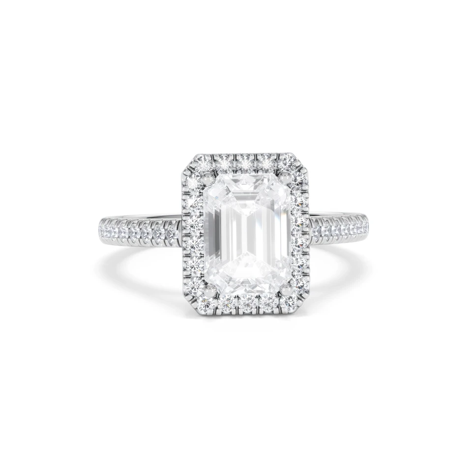 Annabelle Lab Diamond Halo Engagement Ring in Platinum 2.75ct F/VS1