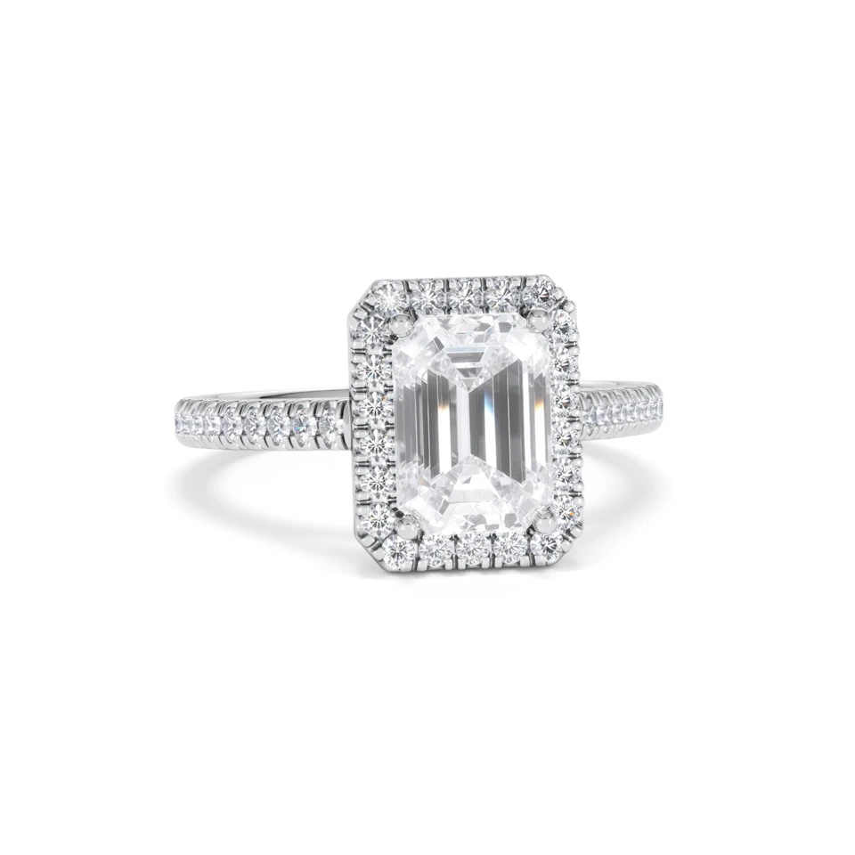 Annabelle Lab Diamond Halo Engagement Ring 18K White Gold 2.75ct F/VS1