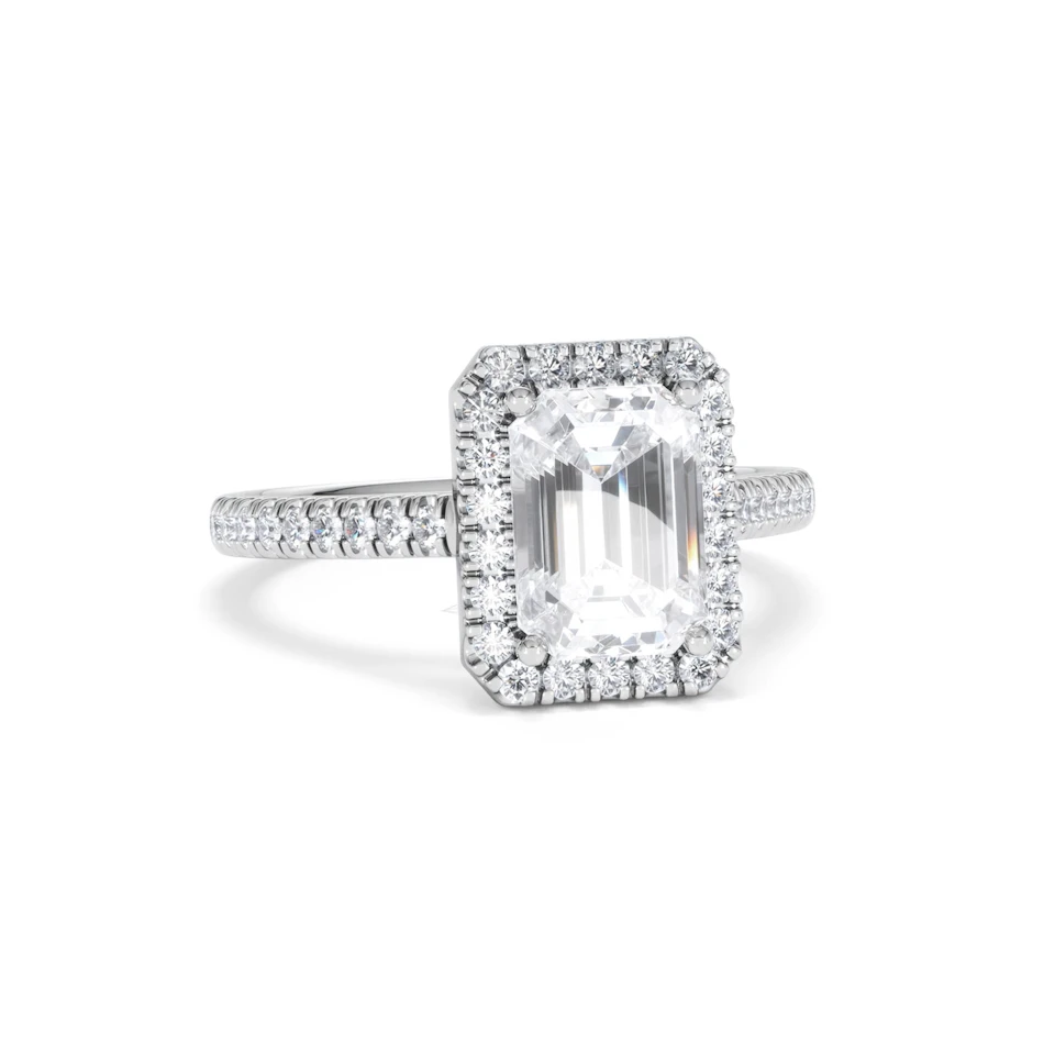 Annabelle Lab Diamond Halo Engagement Ring 18K White Gold 2.75ct F/VS1