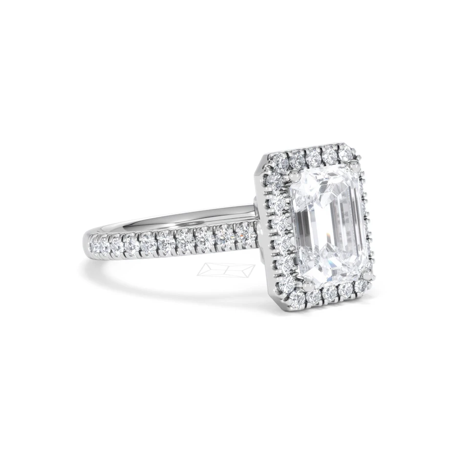 Annabelle Lab Diamond Halo Engagement Ring 18K White Gold 2.75ct F/VS1