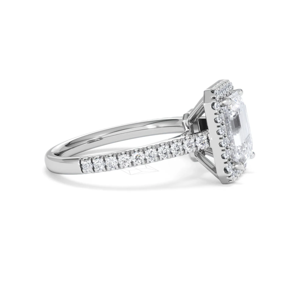 Annabelle Lab Diamond Halo Engagement Ring 18K White Gold 2.75ct F/VS1