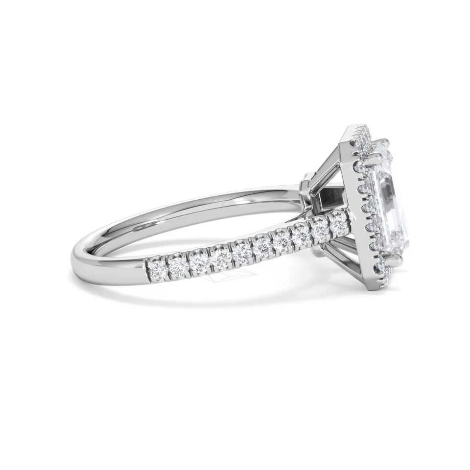 Annabelle Lab Diamond Halo Engagement Ring 18K White Gold 2.75ct F/VS1