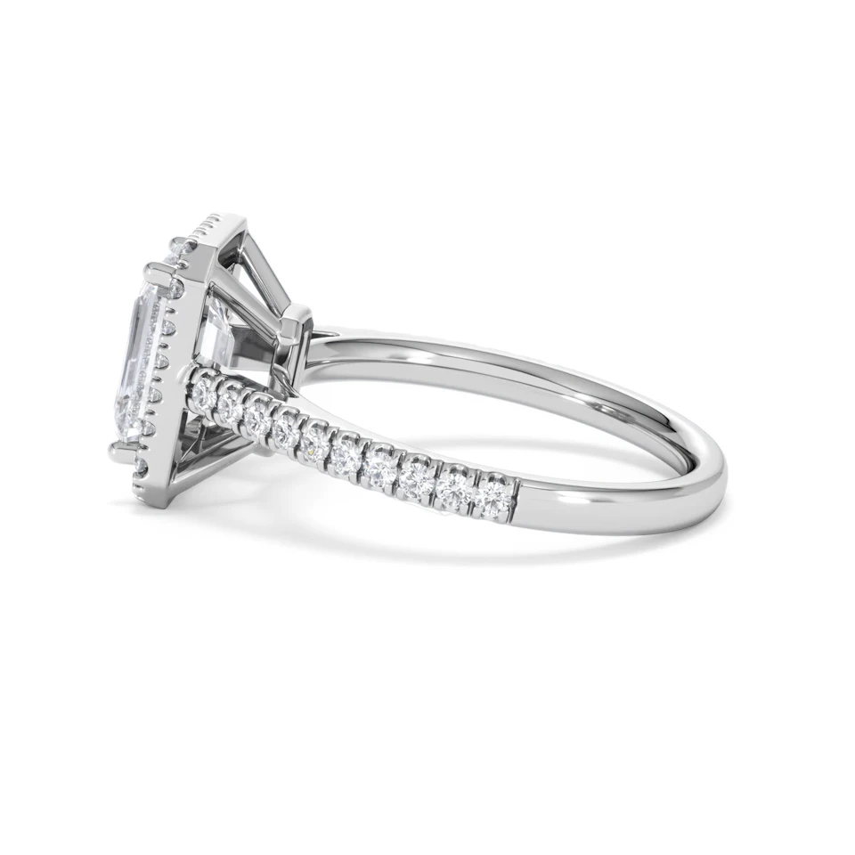 Annabelle Lab Diamond Halo Engagement Ring 18K White Gold 2.75ct F/VS1