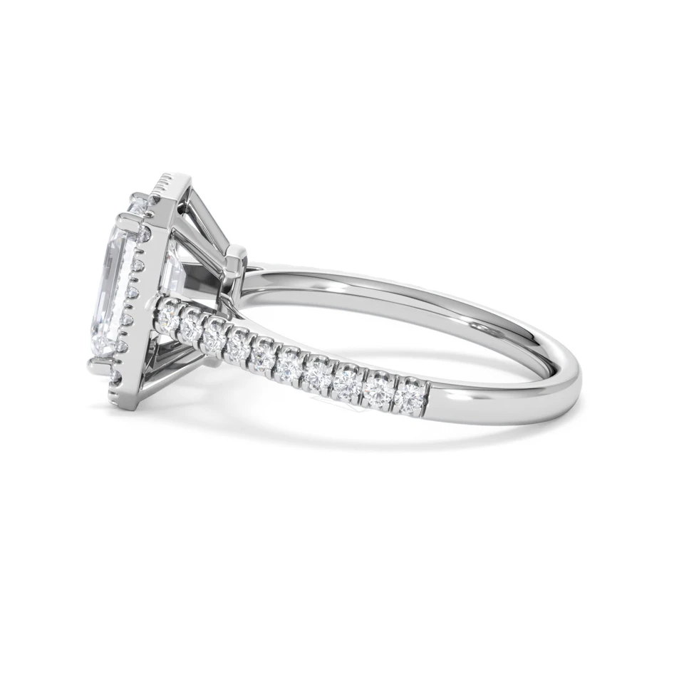 Annabelle Lab Diamond Halo Engagement Ring 18K White Gold 2.75ct F/VS1
