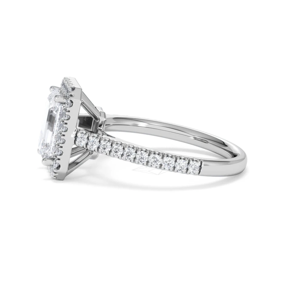 Annabelle Lab Diamond Halo Engagement Ring 18K White Gold 2.75ct F/VS1