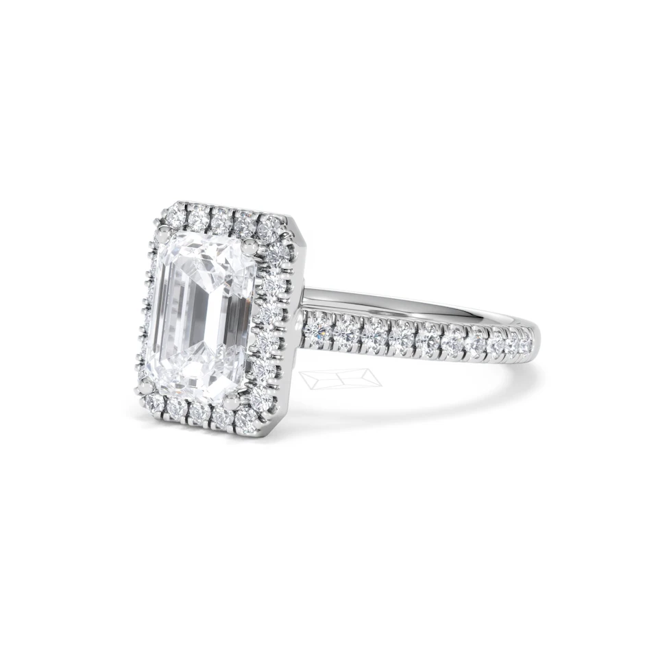 Annabelle Lab Diamond Halo Engagement Ring 18K White Gold 2.75ct F/VS1
