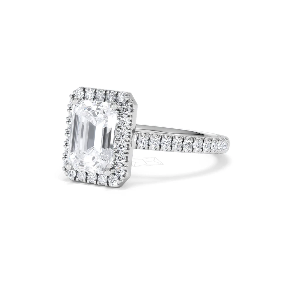 Annabelle Lab Diamond Halo Engagement Ring 18K White Gold 2.75ct F/VS1