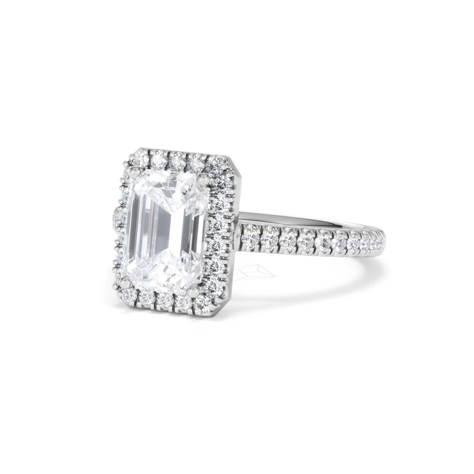 Annabelle Lab Diamond Halo Engagement Ring 18K White Gold 2.75ct F/VS1