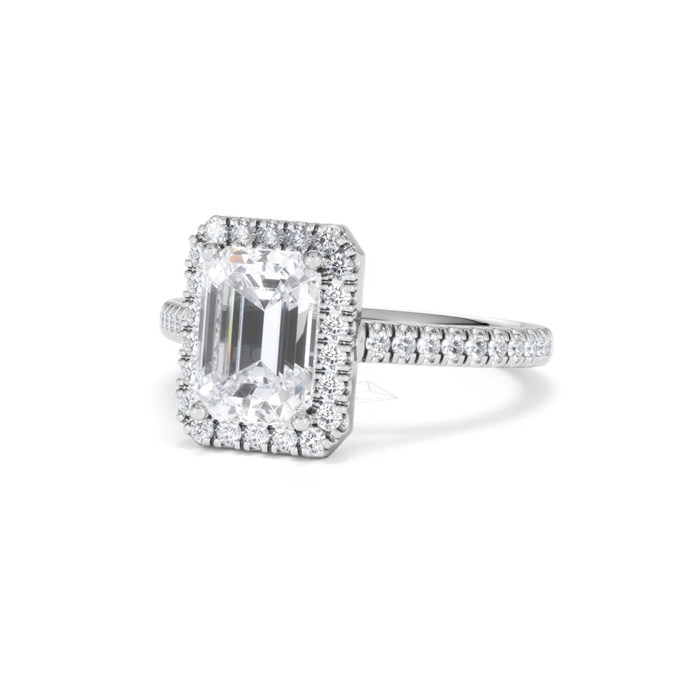 Annabelle Lab Diamond Halo Engagement Ring 18K White Gold 2.75ct F/VS1