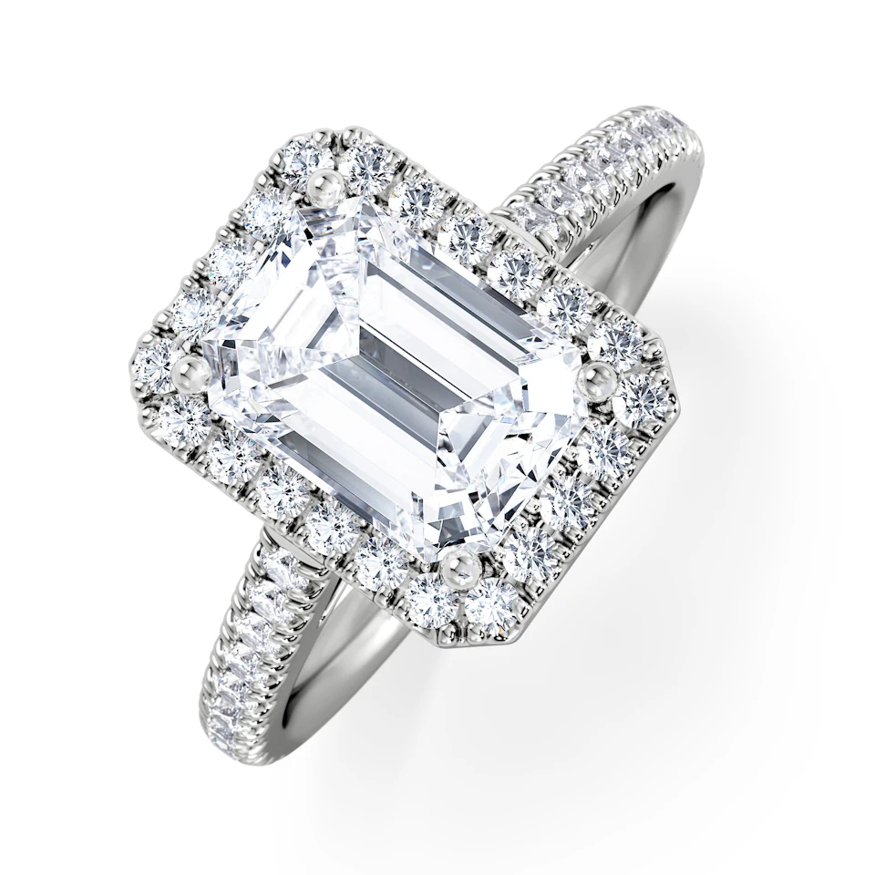Annabelle Lab Diamond Halo Engagement Ring in Platinum 2.75ct F/VS1