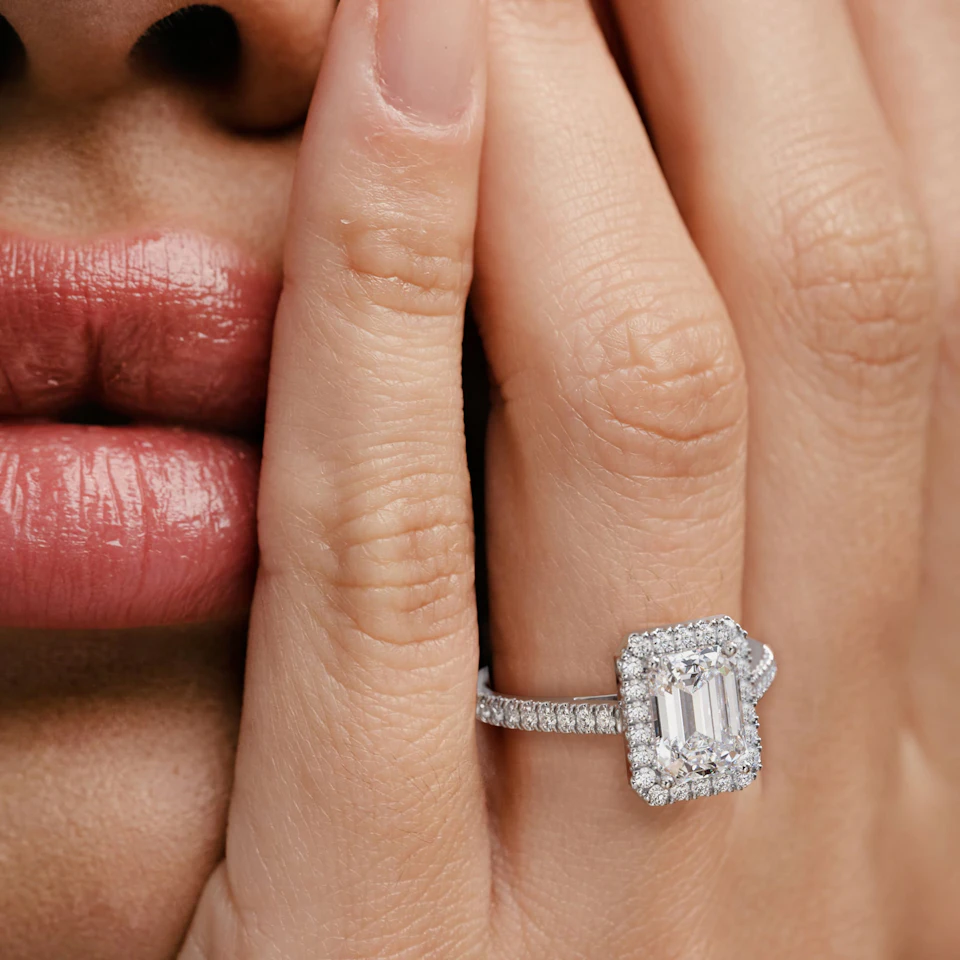 Annabelle Lab Diamond Halo Engagement Ring in Platinum 2.75ct F/VS1