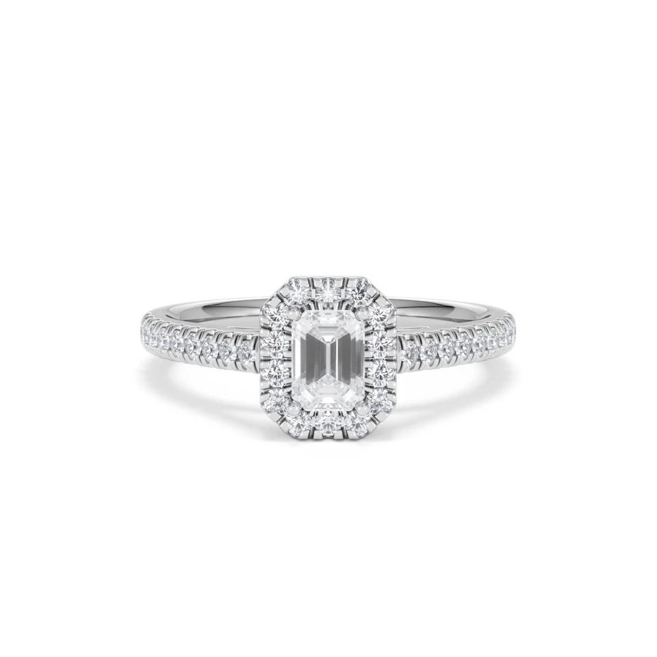 Annabelle Lab Diamond Halo Engagement Ring in Platinum 1ct F/VS1