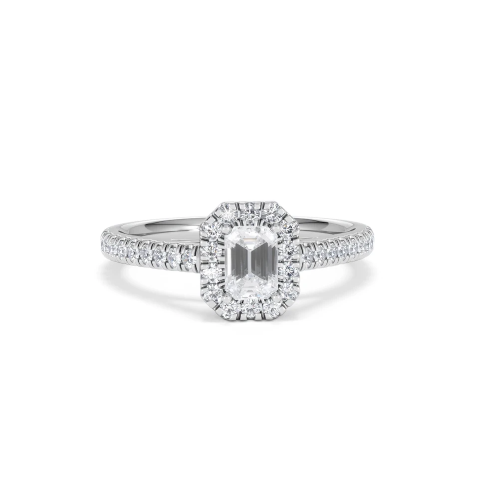 Annabelle Lab Diamond Halo Engagement Ring in Platinum 1ct F/VS1
