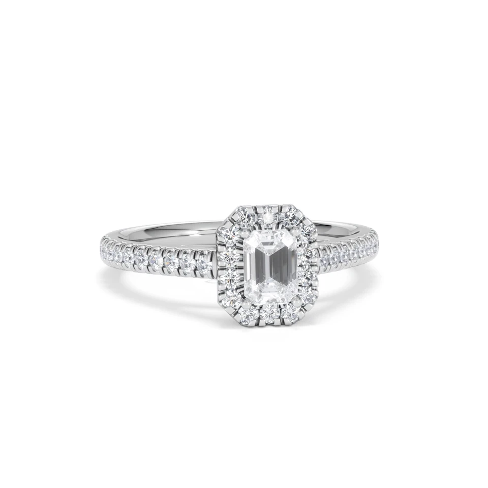 Annabelle Lab Diamond Halo Engagement Ring in Platinum 1ct F/VS1