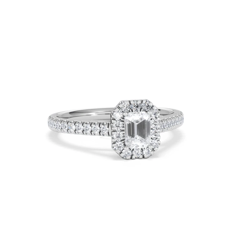 Annabelle Lab Diamond Halo Engagement Ring in Platinum 1ct F/VS1