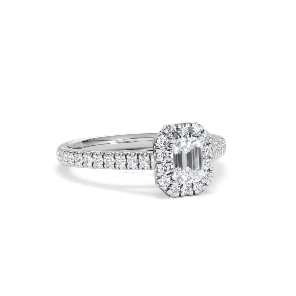 Annabelle Lab Diamond Halo Engagement Ring in Platinum 1ct F/VS1