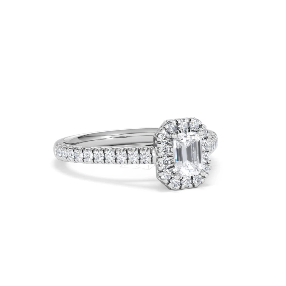 Annabelle Lab Diamond Halo Engagement Ring in Platinum 1ct F/VS1