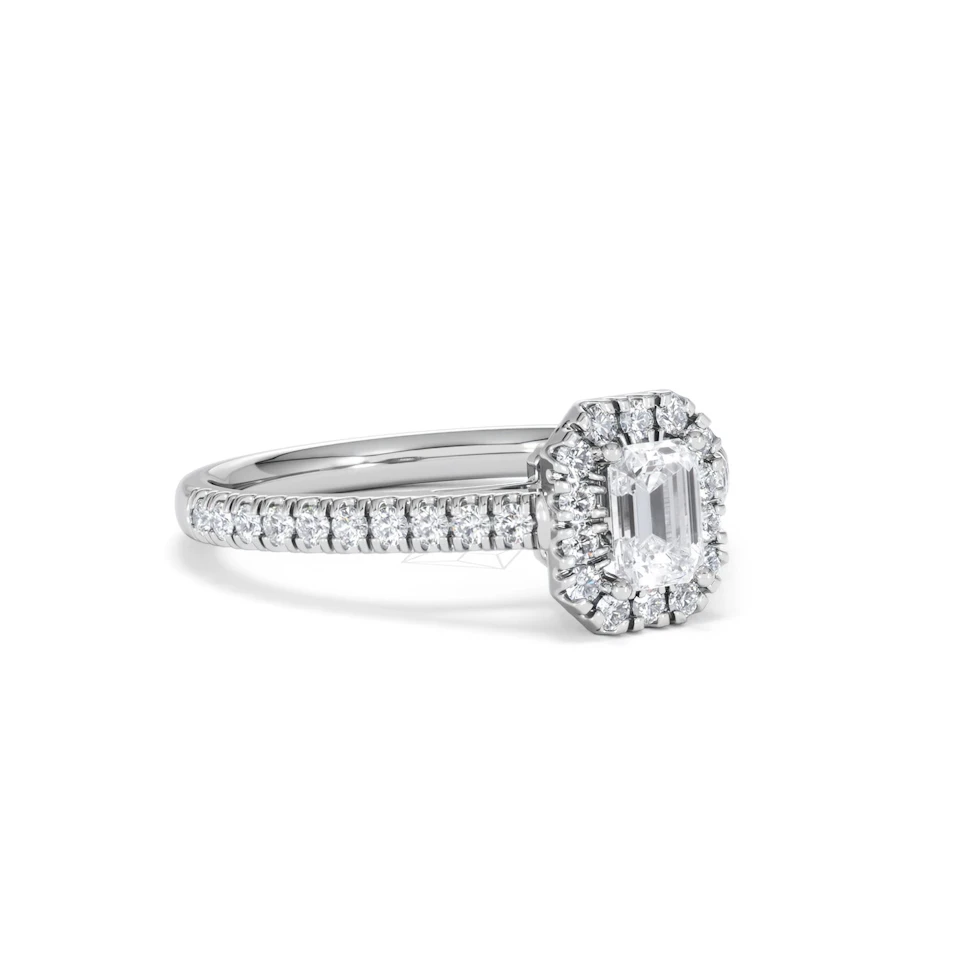 Annabelle Lab Diamond Halo Engagement Ring in Platinum 1ct F/VS1
